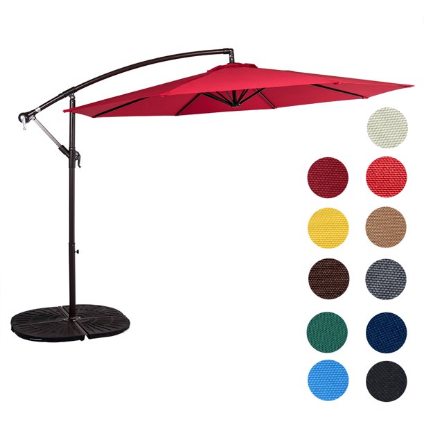 Sundale Outdoor 10 Feet Aluminum Offset Patio Umbrella With Crank 8 Steel Ribs Walmart Com Walmart Com