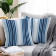 thumbnail image 2 of Navy Blue Stripe Throw Pillow Covers 18x18 Inch Set of 2, Modern Blue Ombre Vertical Striped Waterproof Outdoor Pillow Covers, Decorative Cushion Pillowcases for Couch, Sofa, Bed, Garden, Patio, 2 of 9