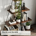 thumbnail image 4 of Book Shelf, 4 Tier Bookshelf, Modern Boat Shaped Design, Narrow Wooden Bookcase for Living Room/Bedroom, Space-Saving Storage Shelf Organizer with Sturdy PB Board, Stylish Home Decor, Brown, 4 of 7