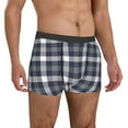 thumbnail image 5 of Men's Boxer Briefs, White Gray Striped Plaid Soft Comfy Mens Underwear Boxer Briefs Breathable With Widen Waist, 5 of 7