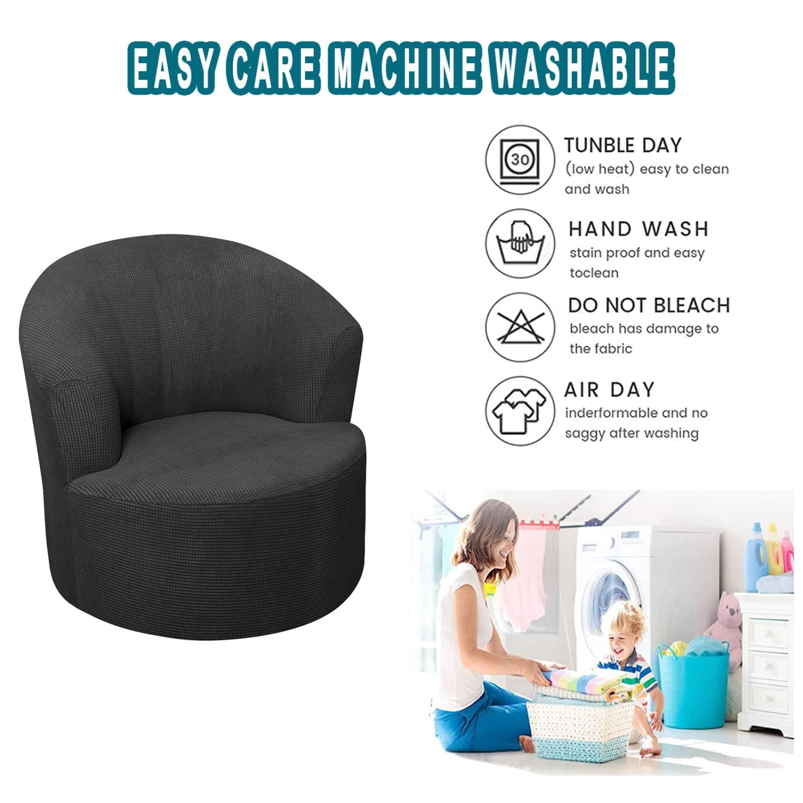 Round Club Swivel Barrel Chair Cover Modern Accent Round Club Armchair Slipcover Soft Stretch Chair Covers for Living Room,Barrel Chair Cover,Stretch Swivel Chair Slipcover Soft Barrel Sofa Cover