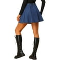 thumbnail image 3 of INSPIRE CHIC Women's Summer High Waist A-Line Mini Denim Skirt with Belt S Mid-Blue, 3 of 6