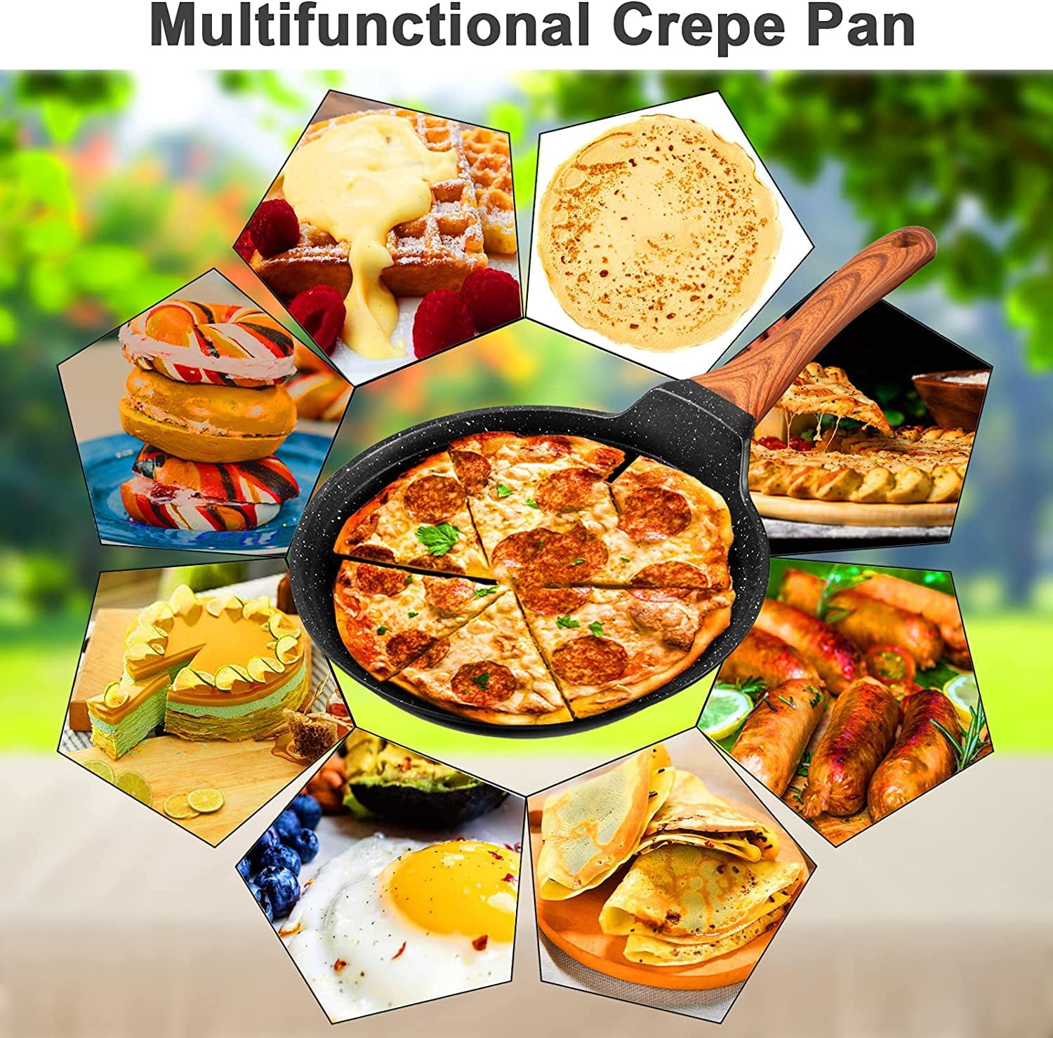 Nonstick Crepe Pan With Spreader, Tortilla Tawa Dosa Pan, Granite Coating  Skillet For Roti Egg Omelet Flat Pancake Frying Pan, Steak Pan, Compatible  With All Stovetops (gas, Electric & Induction), Black 