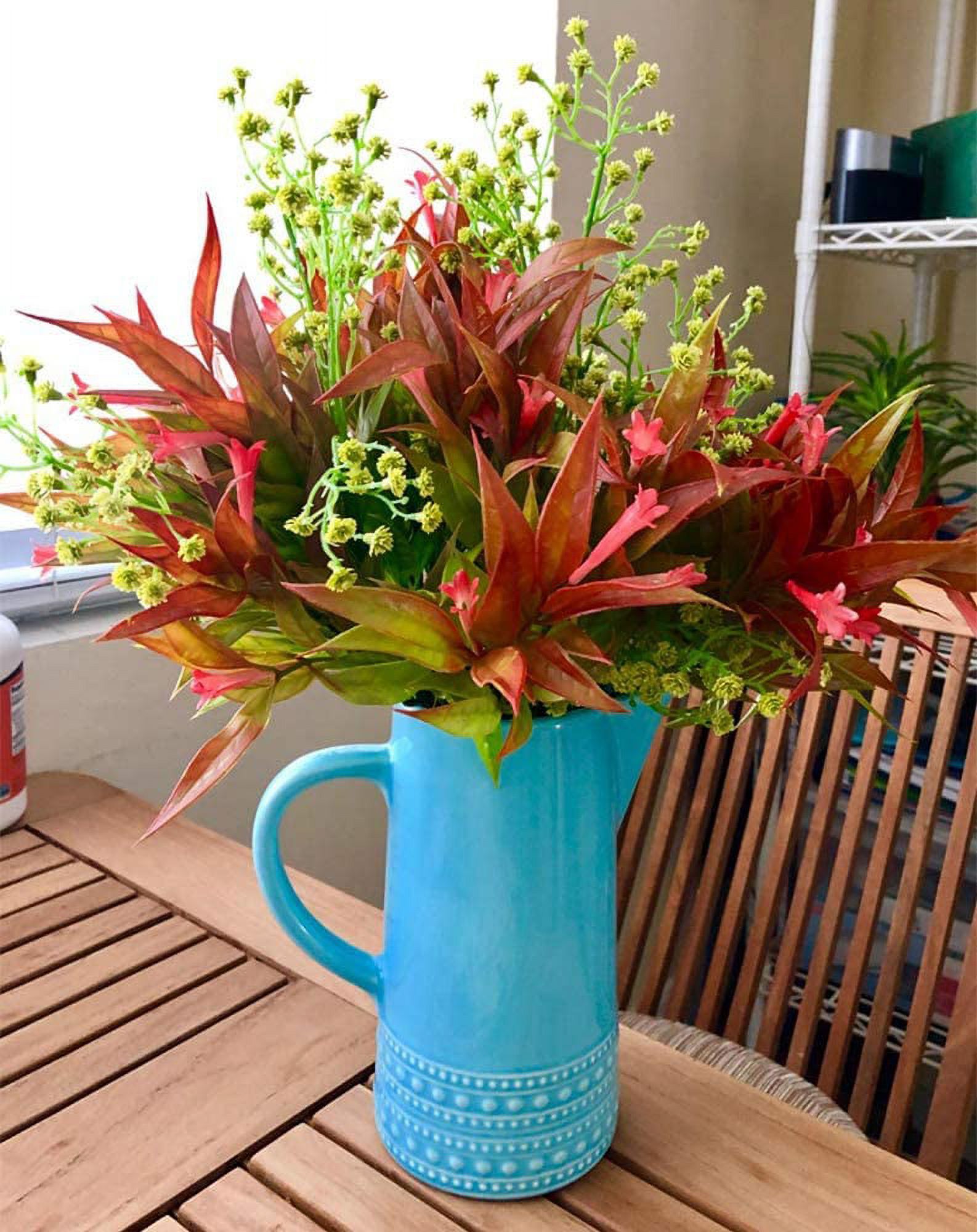 Artificial Flowers Fake Red Spray Morning Glory Plants Shrubs Greenery Bouquet for Your Home Kitchen Table Centerpieces Arrangements Indoor Outdoor Fall Decorations
