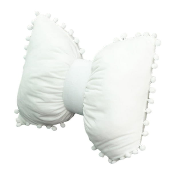 Almohada de lazo para el cuello, cojín cómodo de PP, reposacabezas lumbar de felpa para coche Blanco