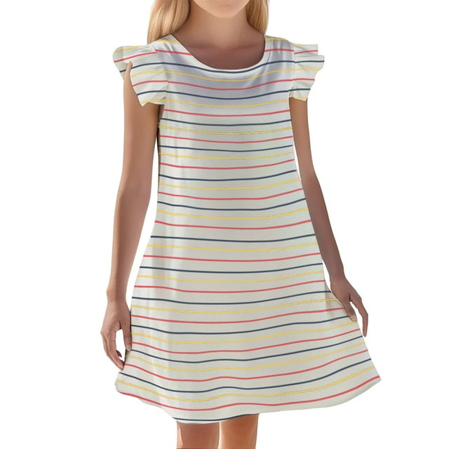 Vêtements de Nuit et Robes d'Été pour Filles, Robe de Nuit Rayée Mignonne pour Enfants, Style Décontracté pour Tout-Petits et Enfants 3-10 Ans, Tenue Confortable pour la Maison