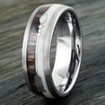 thumbnail image 2 of Tungsten Rings for Men Wedding Bands for Him 8mm Silver Deer Antler Wood & Arrow, 2 of 5