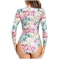 thumbnail image 3 of Lopeceal Women One Piece Rash Guard Swimsuit Zipper Front Long Sleeve Bathing Suits Floral Full Print Slim Surfing Swimwear, 3 of 4