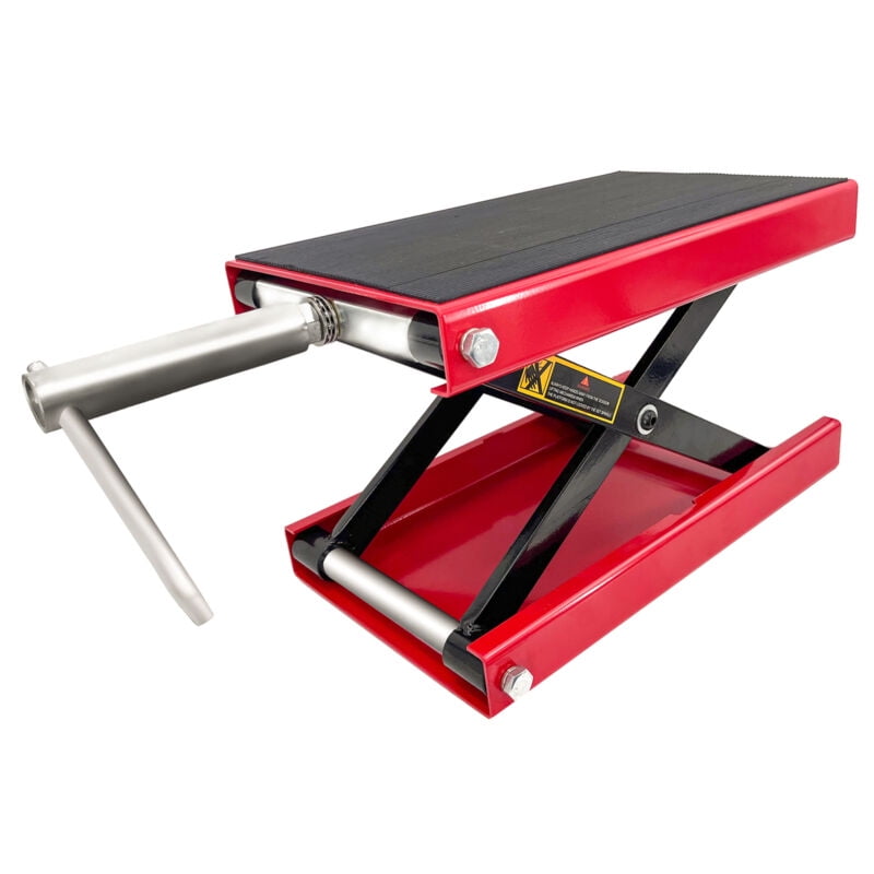 Motorcycle Lift Scissor Jack, Red 1100 LB Capacity, 15.3x9 Inch Wide Deck 415 Inch Height Range