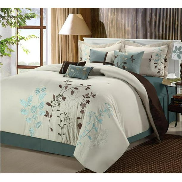 Chic Home 21ck101 Us Bliss Garden Embroidered Comforter Set Beige King 8 Piece Com Chic Home 21ck101 Us Bliss Garden, Beige King Bedding Sets
