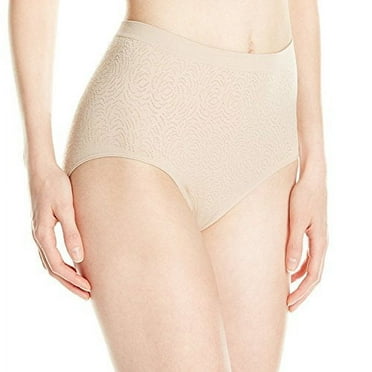 Bali Women's Microfiber Seamless Brief Panty (Pack of 3) 3 Nude Damask