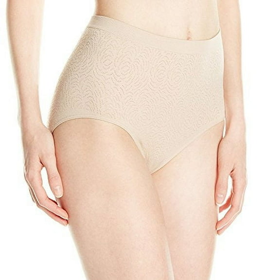 Bali Women's Microfiber Seamless Brief Panty (Pack of 3) 3 Nude Damask