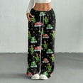 thumbnail image 2 of Women's Casual And Fashionable Greentown Printed Elastic Waist, Loose Straight Leg With Plush Pants With Rope, 2 of 2