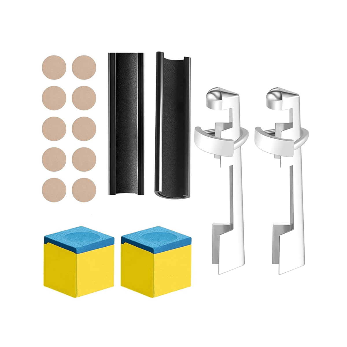 18 Pcs Pool Cue Repair Kit Include 2 Cue Clamp 10 Pool Cue Tips