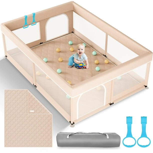 Parque infantil Omzer con alfombrilla de 71 x 59 pulgadas corral extragrande para bebés y niños pequeños