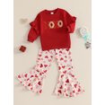 thumbnail image 4 of Baby Toddler Girl Valentines Day Outfit 3 6 12 18 24 Months 2T 3T 4T 5T Letter Ruffle Long Sleeve Sweatshirt Heart Flare Pants 2 Piece Spring Clothing Set, 4 of 9
