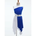 thumbnail image 5 of CHICTRY Girls Sleeveless Lyrical Ballet Dance Costume Juniors Youth Color Block Asymmetrical Hem Dance Dress Blue&White 14, 5 of 7