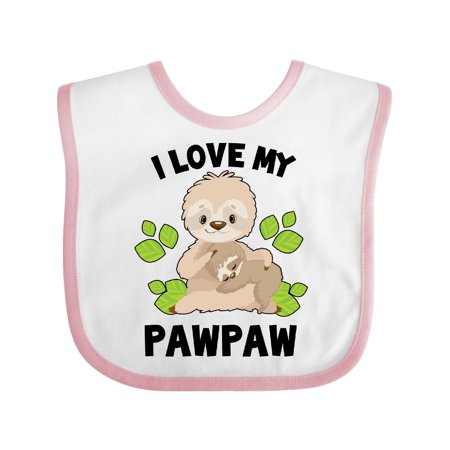 

Inktastic Cute Sloth I Love My Pawpaw with Green Leaves Gift Baby Boy or Baby Girl Bib