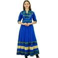 thumbnail image 5 of Bimba Women's Cotton Kurti Long Flared Anarkali Kurta 3/4 Sleeve Designer Indian Tunic, Royal Blue, 22, 5 of 9
