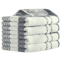 Unique Bargains Striped Decorative Absorbent Soft Bathroom Towel Grey 4 Pcs
