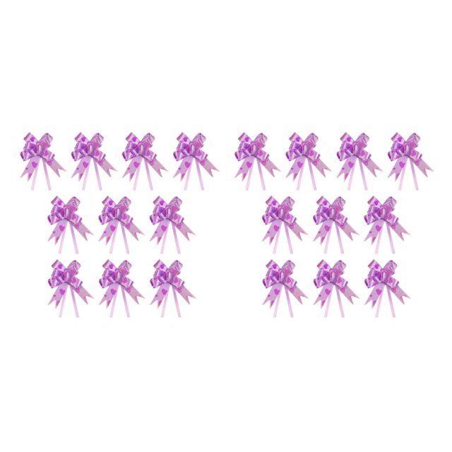 Matsuzay 10 piezas Bow Pull Decor Festive Packing Crafts Ligero Hand-Pulled Flower Wedding Christmas Car Heart / Light Purple Corazón/Morado Claro 2piezas