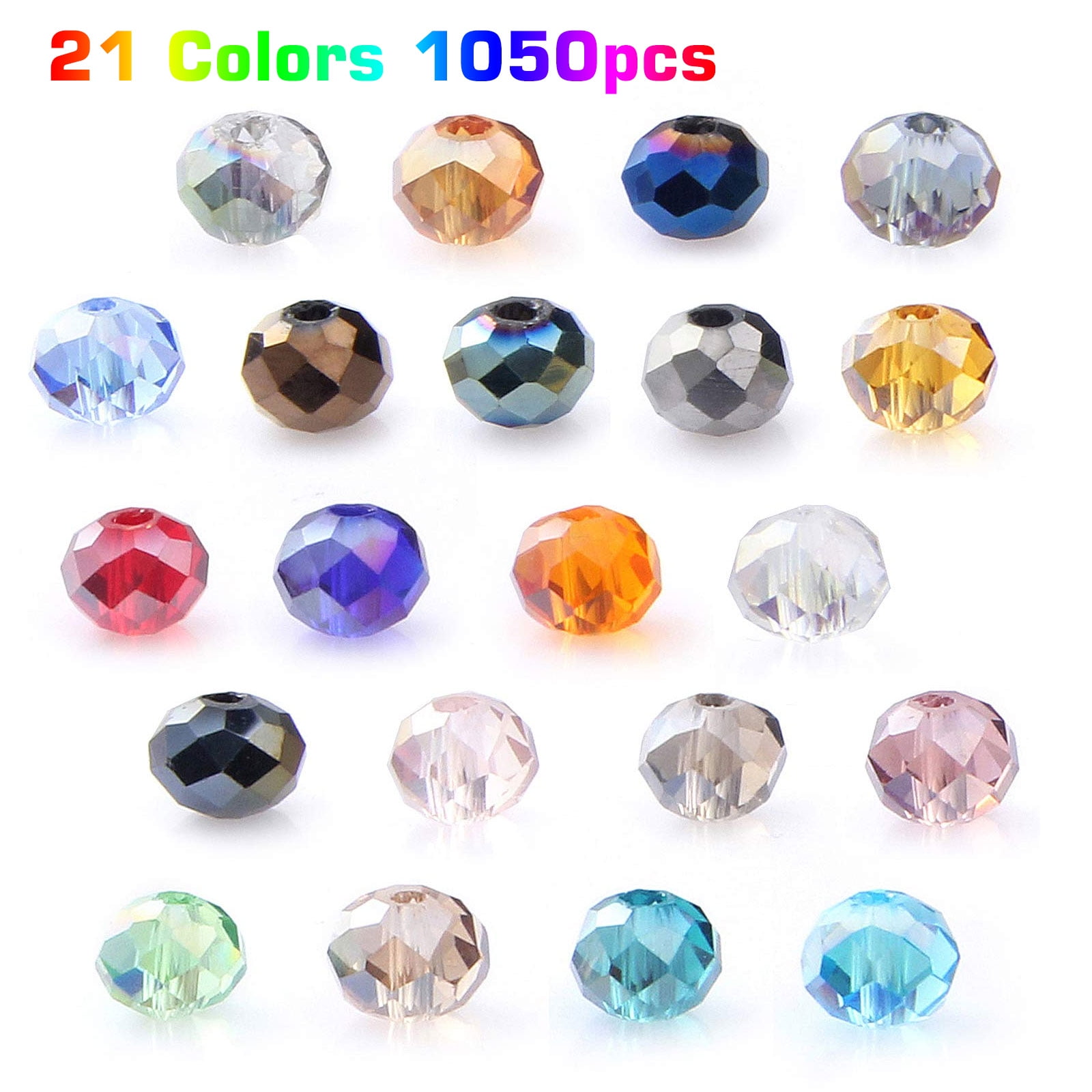 Crystal Glass Beads 6mm 500pcs Briollete Rondelle Faceted Spacer Bead Sparkle AB Loose Beading Charms DIY for Bracelet Earring Necklace Jewelry Making Craft Art Decoration Blue Mixed, 4x6mm