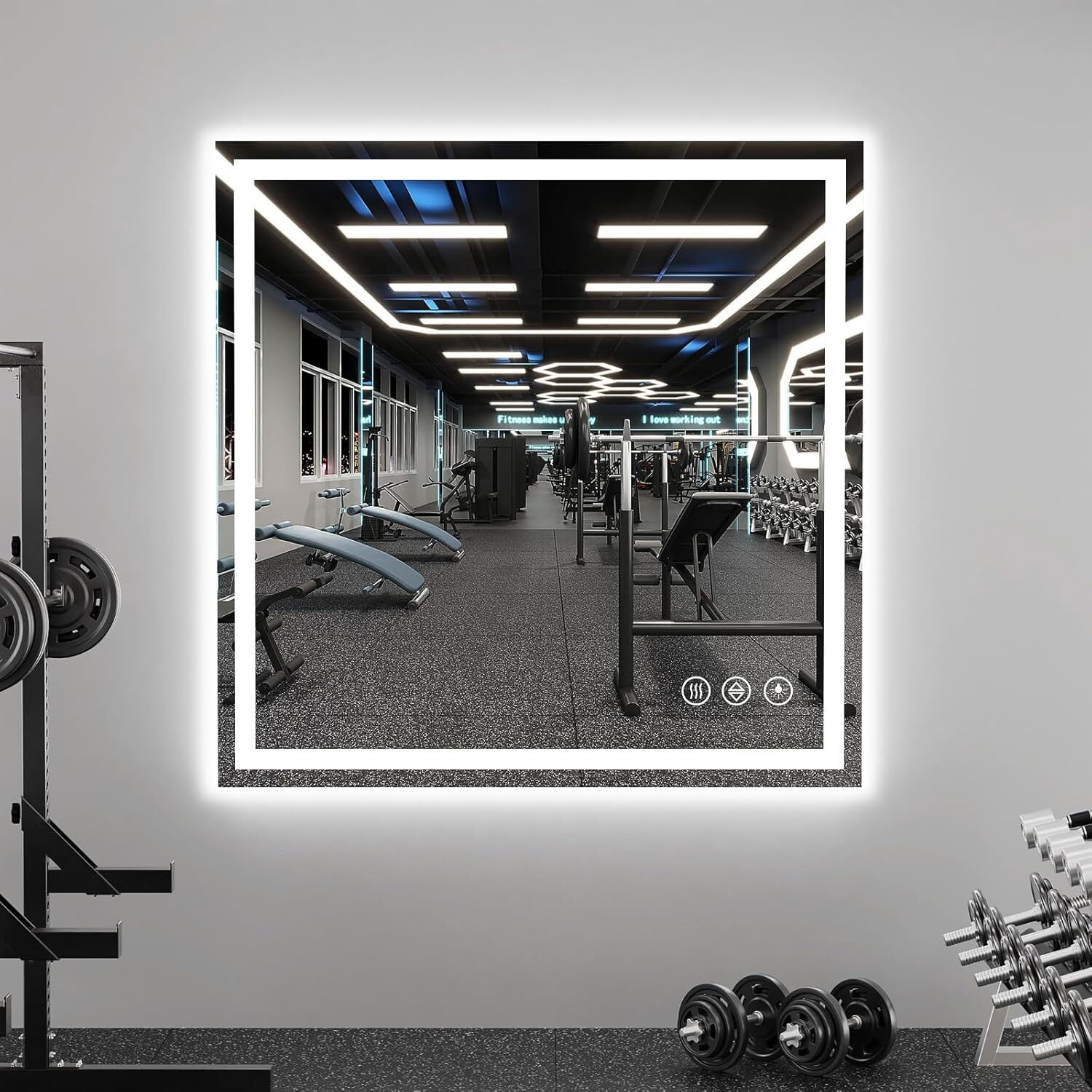 BEAUTYPEAK 47"x 47" LED Bathroom Mirror with Lights for Wall 3 Colors Anti-Fog Vanity Mirror