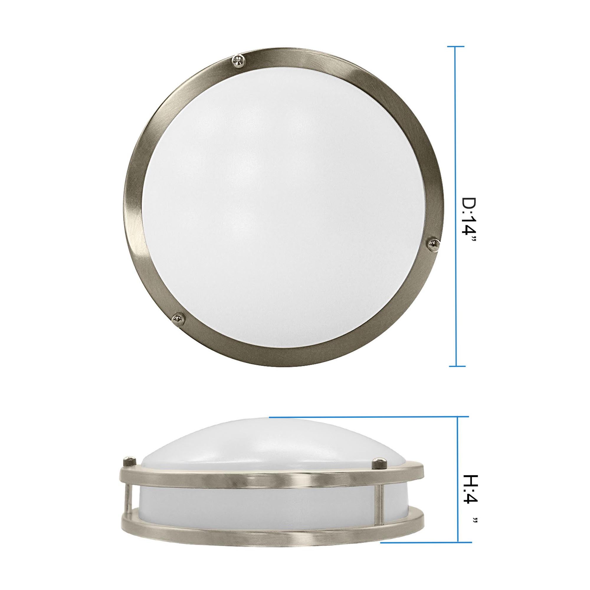 Lucere 14” LED Dual Ring Ceiling Light, Large Dimmable Flush Mount Light, 3000K Warm White, 24W, 1680LM, Brushed Nickel Finish, Modern Round Ceiling Light for Bedroom, Kitchen, Living Room