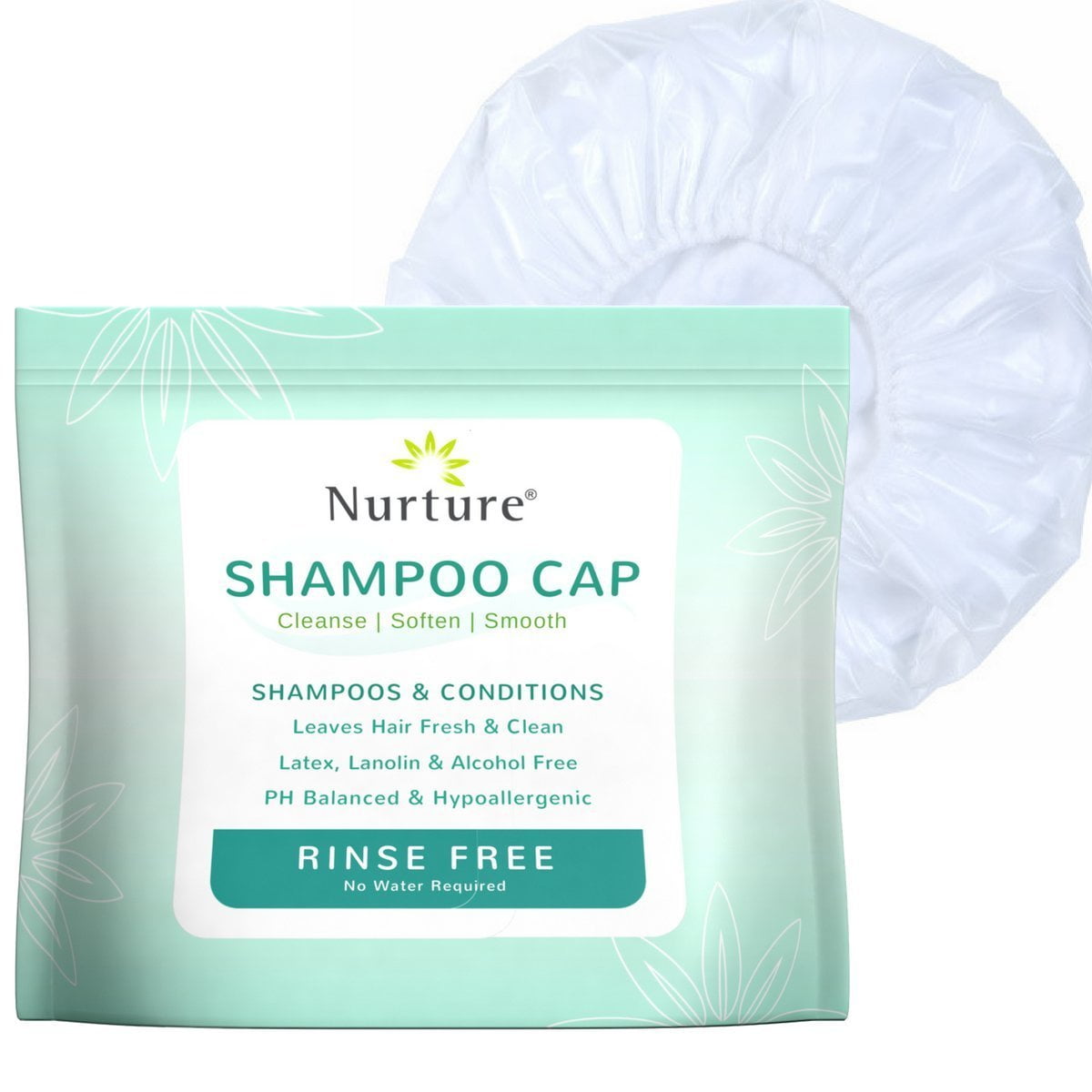 No Rinse Shampoo Cap by Nurture (6Pack) Rinse Free Shower Cap That