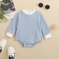 thumbnail image 2 of KPOPLK Newborn Baby Girl Romper Bubble Long Sleeve Little Bean Bodysuit Ovesized Sweatshirt Infant Casual Shirts Top Size 0-3 Months,Light Blue, 2 of 9