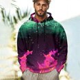 thumbnail image 2 of Pulls à Capuche Surdimensionnés pour Femmes Automne et Hiver Hommes et Femmes Chandail à Capuche Imprimé Flamme Blouse avec Poche Col Rond Chandail en Molleton Grande Taille Hauts Rose Vif, 2 of 6