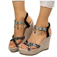 thumbnail image 7 of Mostsola Wedge Sandals for Women Non-Slip Platform Beach Shoes Bohemian Braided Slinback Heels, 7 of 7