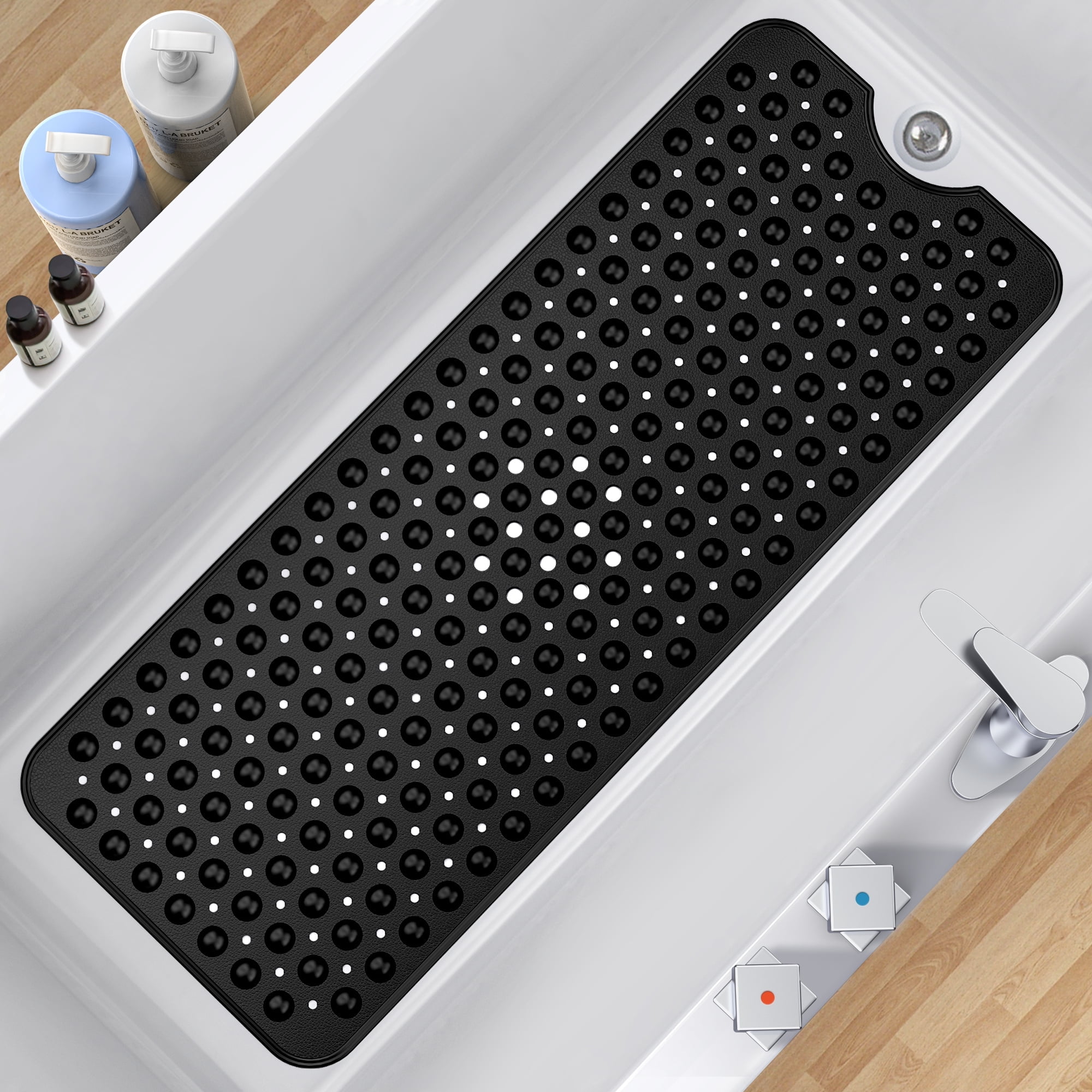 GPED Non-Slip Bathtub Mat, 39x16 inches, Black