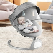 Bigzzia Baby Swing for Infants,Motorized Portable Swing, Bluetooth Electric Baby Bouncer Chair,Baby Rocker,Gray