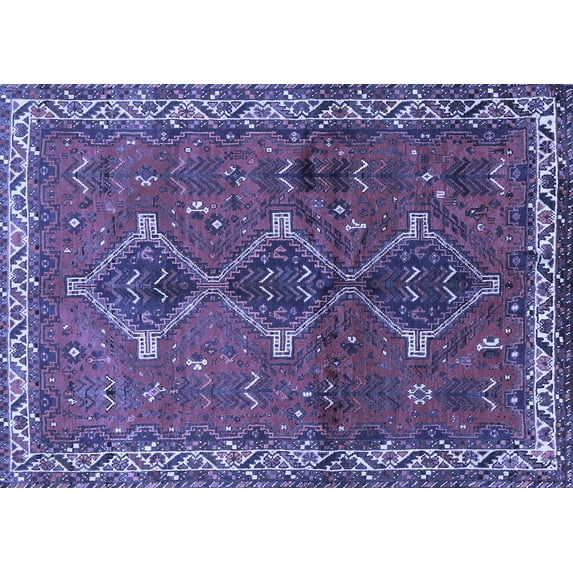 Ahgly Company Machine Washable Indoor Rectangle Persian Blue Traditional Area Rugs, 4' x 6'