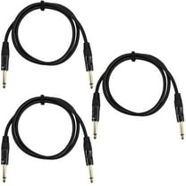 H&A 1/4" Male to 1/4" Male Instrument Cable with Rean Gold Connectors, 3', 3-Pack