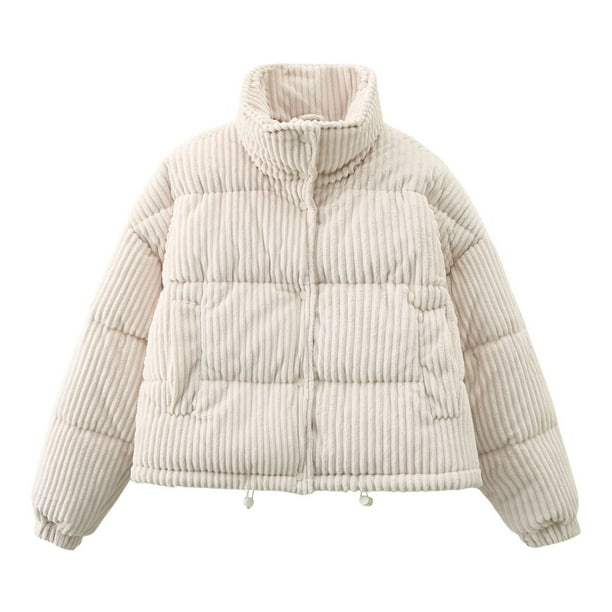 Chaqueta de pana cálida y de moda, chaqueta corta y holgada de algodón