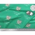thumbnail image 3 of Soimoi Green Georgette Viscose Fabric Text & Owl Cartoon Print Sewing Fabric Yard 42 Inch Wide, 3 of 3