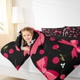 thumbnail image 4 of Homewish Cartoon Cherry Fruit Queen Comforter Set for Kids, Black Red Bowknot Bedding Sets, Kawaii Flower Floral Reversible Bedding Comforter Set, Lightweight Room Decor, 3 Pieces, 4 of 8