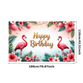 thumbnail image 2 of Flamingo Theme Happy Birthday Banner Tropical Design Floral Pattern for Outdoor Celebration Garden Party Photography Backdrop, 2 of 6