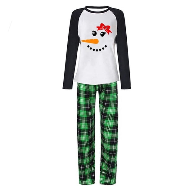 Pijamas navideños a juego para mujer, pajarita, muñeco de nieve, conjunto de Pijama Rojo femenino