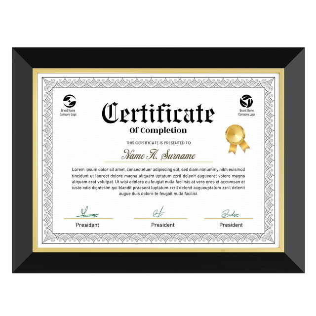 Marco para Diploma Heimlove 8.5x11 Negro con Dorado y Plexiglás