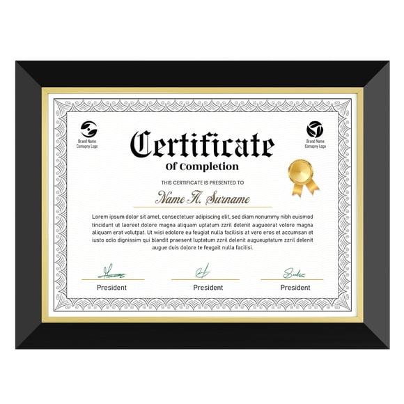 Marco para Diploma Heimlove 8.5x11 Negro con Dorado y Plexiglás