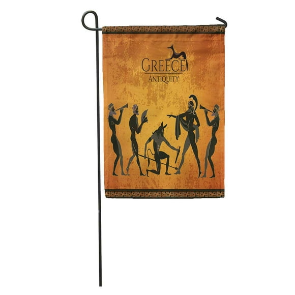 NUDECOR Ancient Greece Scene Black Figure Pottery Hunting for Minotaur Gods Fighter Classical Greek Garden Flag Decorative Flag House Banner 12x18 inch