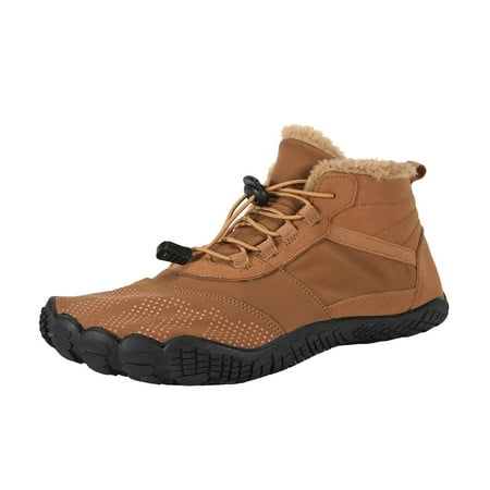 VMESZQFG Mens Snow Boots Winter Warm Booties Lined Non-Slip Ankle Boots Outdoor Slip On Water Proof Booties Comfort Warm Shoes Brown