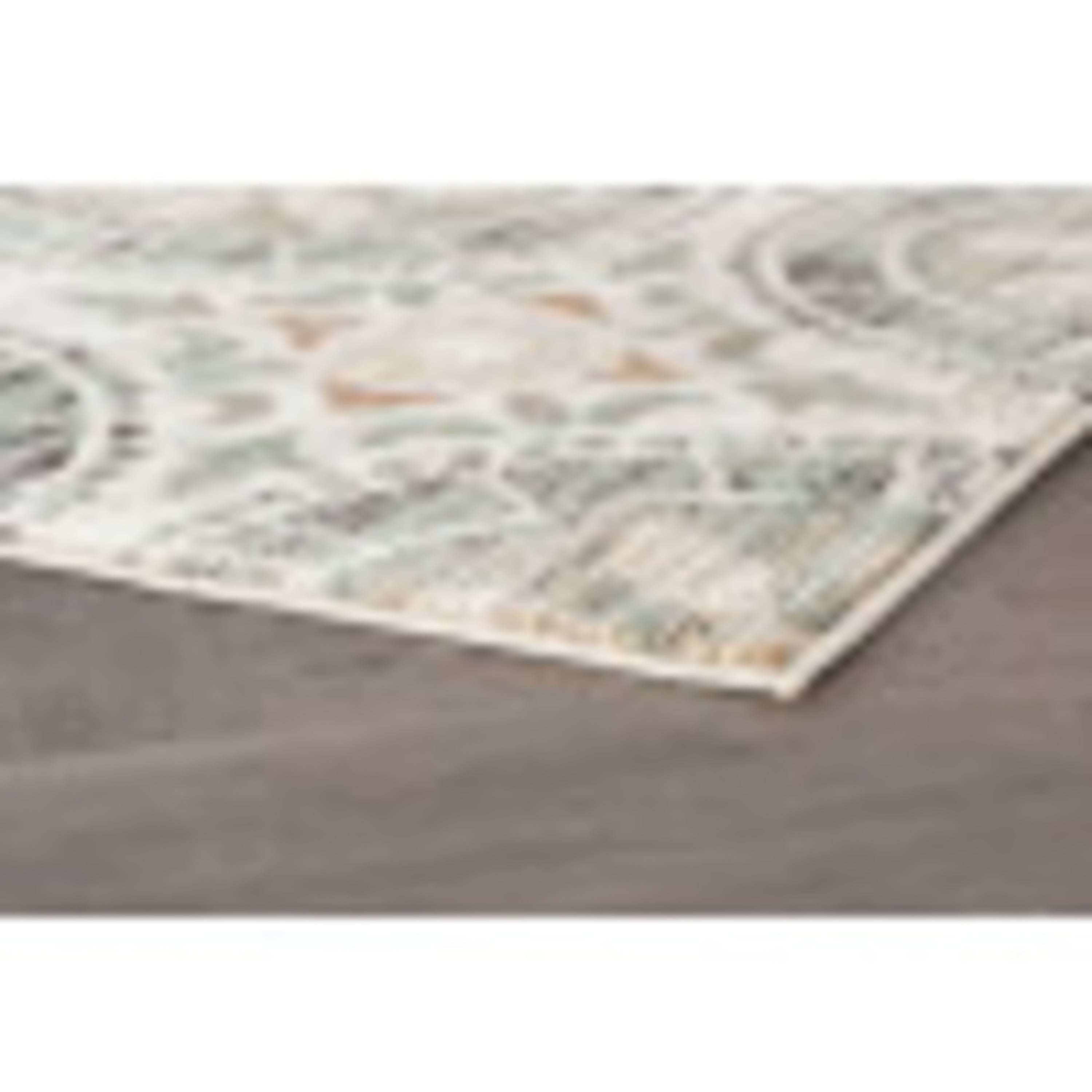 Transitional 5x8 Area Rug (5'3'' x 7'3'') Mediterranean Tile Ivory, Seafoam Living Room Easy to Clean