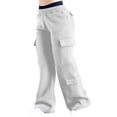 thumbnail image 1 of Pantalones Deportivos de Mujer, Estilo Cargo, de Pierna , Holgados, Ideales para Otoño, para el Trabajo y para Viajar. Gris M, 1 of 9