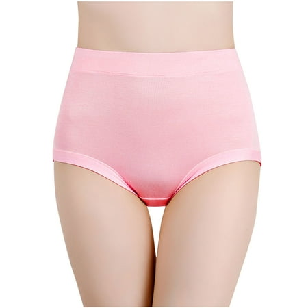 Jalioing Underwear Panties for Women Stretch High Waist Satin Panty Solid Color Ultra-Thin Traceless Briefs (3X-Large  Watermelon Red)