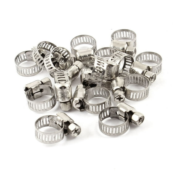Unique Bargains 15 x 6mm-12mm Adjustable Stainless Steel Hose Ring Clamps