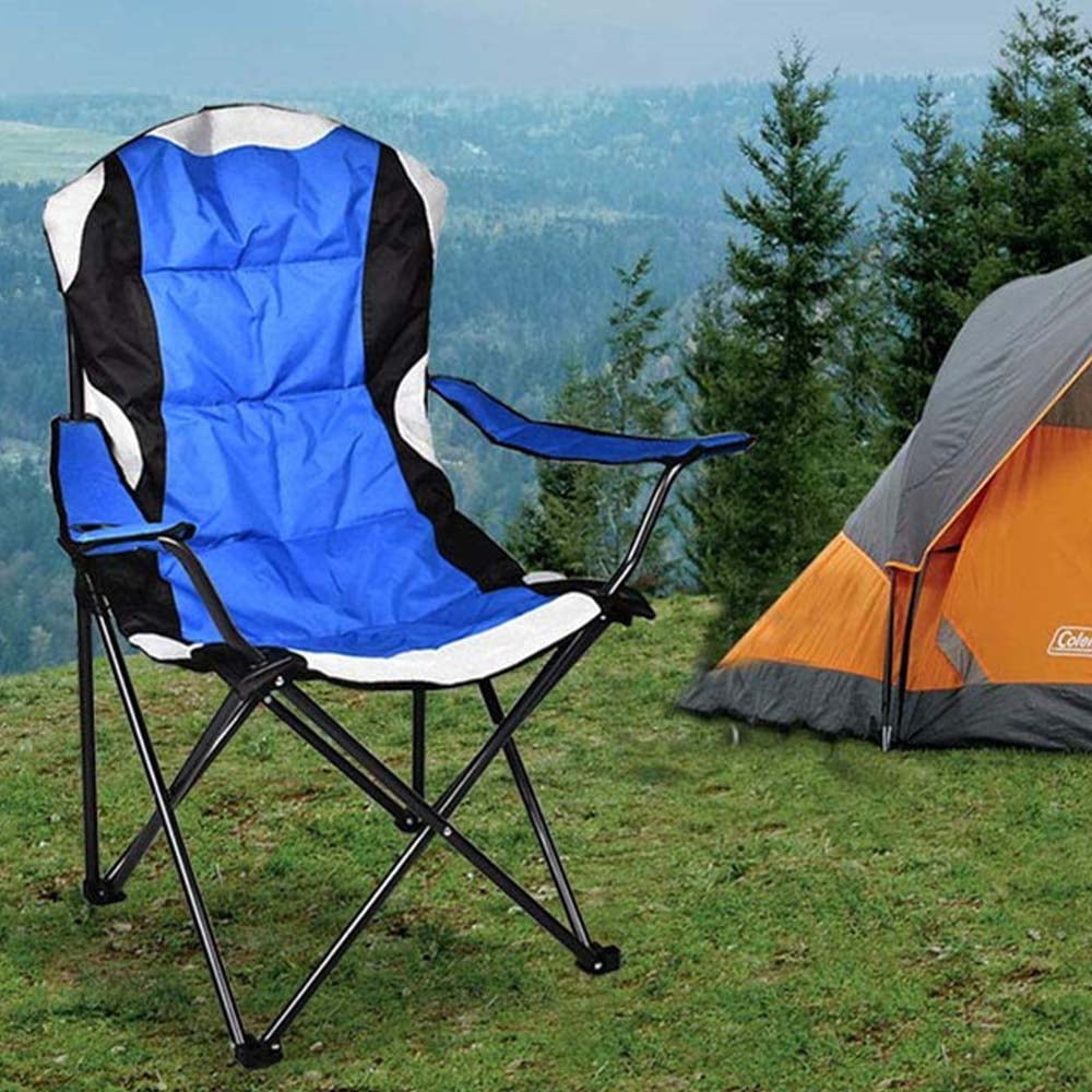 Portable Folding Camping Chair, Camping Chair with Arm Rest Cup Holder and  Storage Bag, Folding Camping Chair, Strong Steel Frame, Heavy Duty Supports  350 lbs for Camp, Travel, Picnic, Hiking, T15